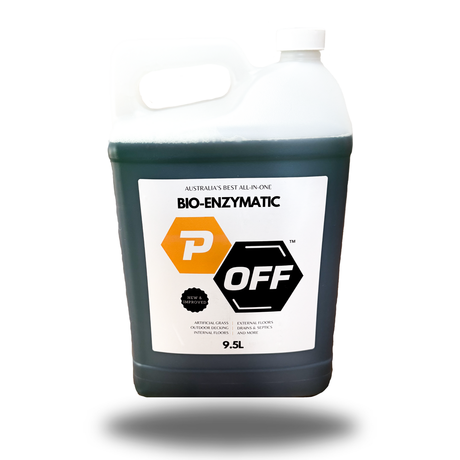 P-Off 9.5L Bio-Enzymatic Cleaner product shot on white background